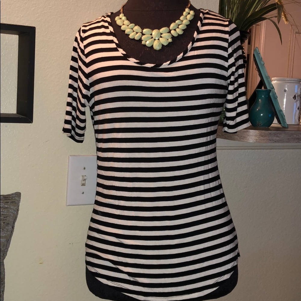 NEW Olivia Blu Black & White Striped Blouse